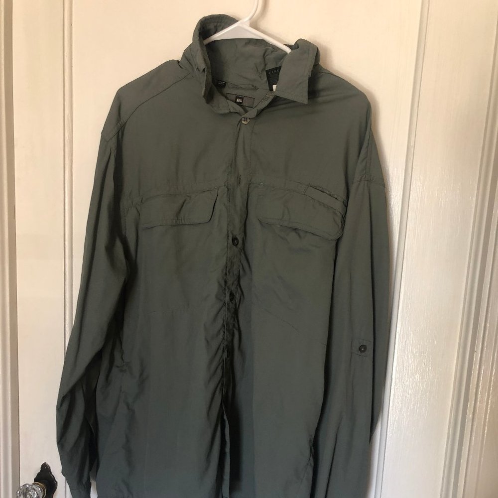Men's REI SPF 50+ Travel Shirt: Olive Green